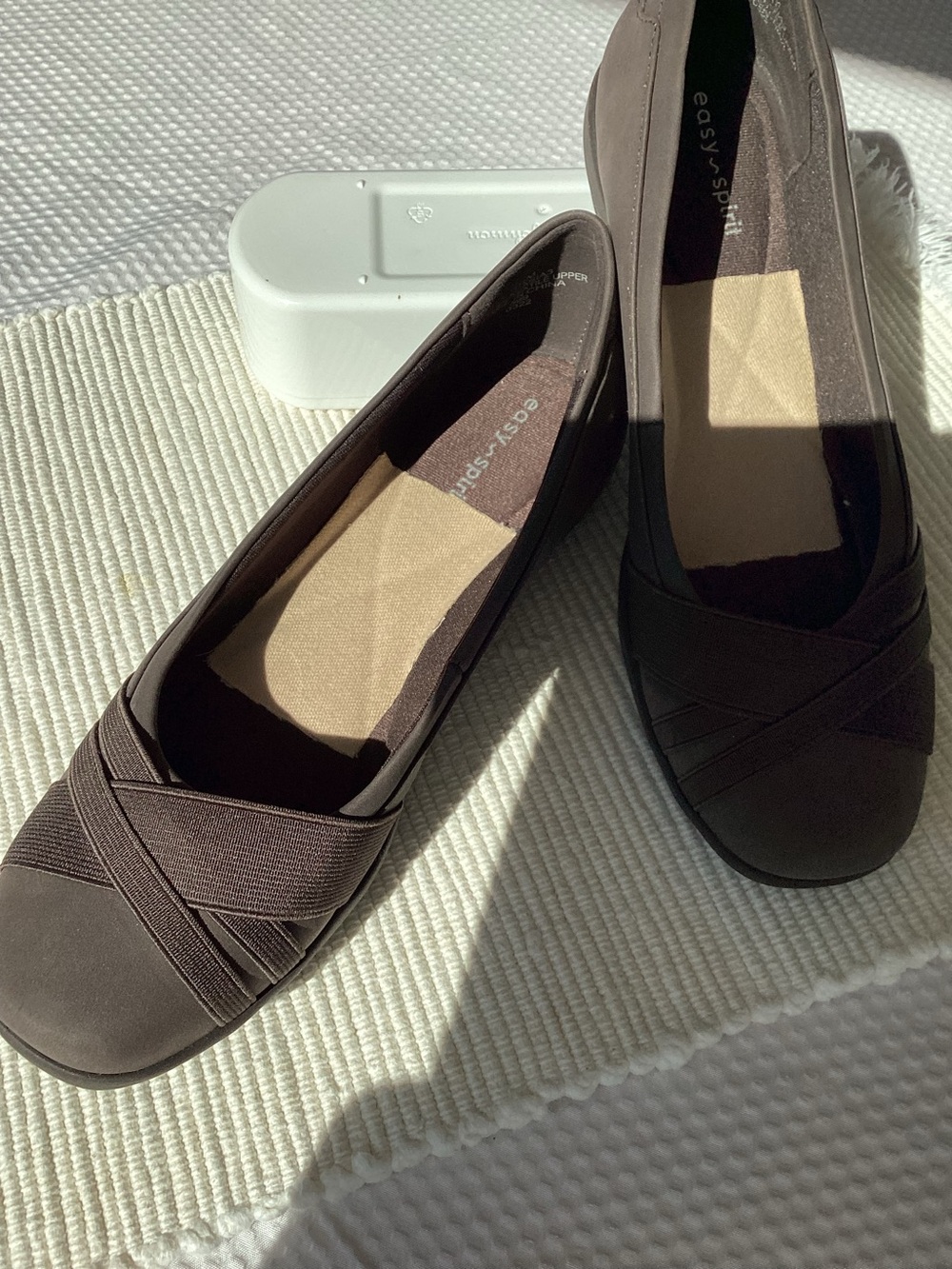 Easy Spirit Brown Slip-On Stretch Ballet Flats